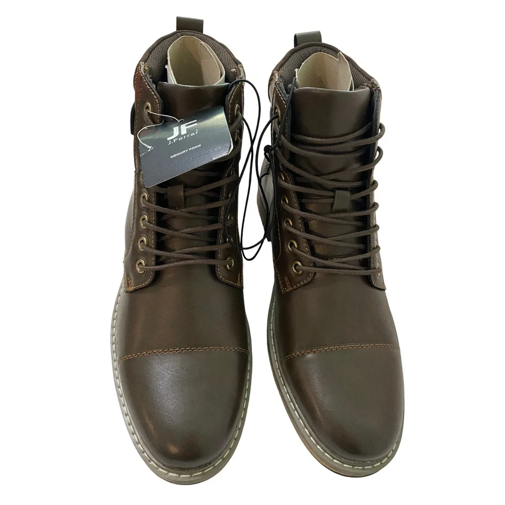 J. Ferrar Slate Brown Cap Toe Buckle Combat Boots Men’s‎ 8 M Memory Foam